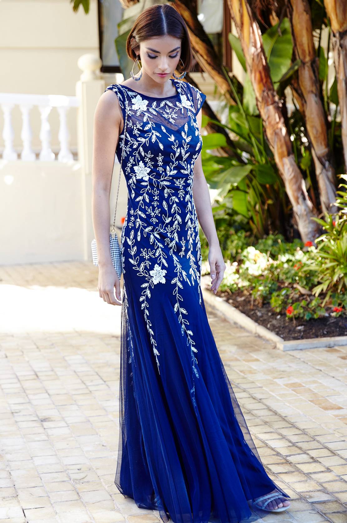 Frank Lyman Dress 238603I Midnight Blue/White