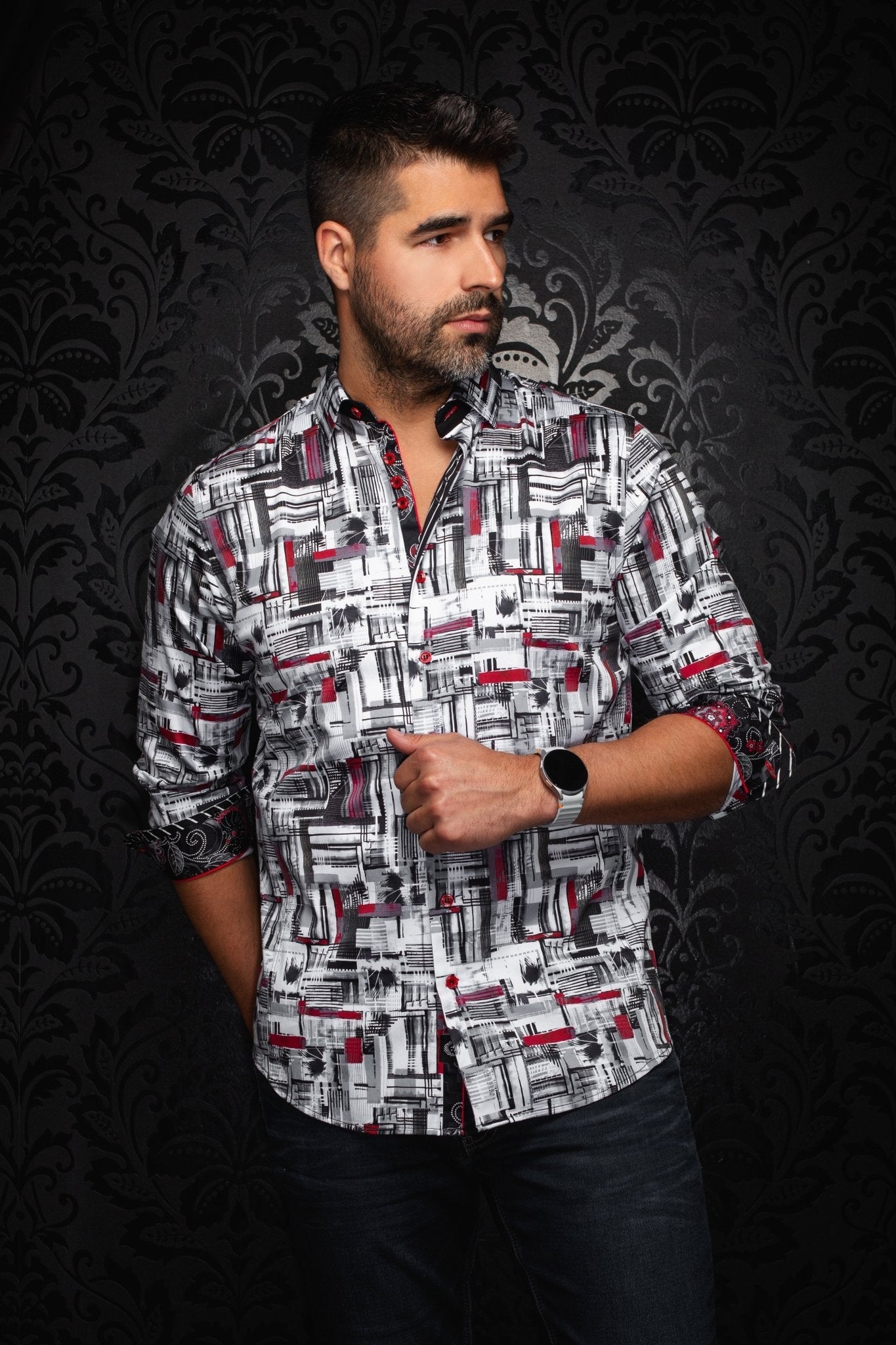 CHEMISE | BROOKLYN, White Red - AU NOIR