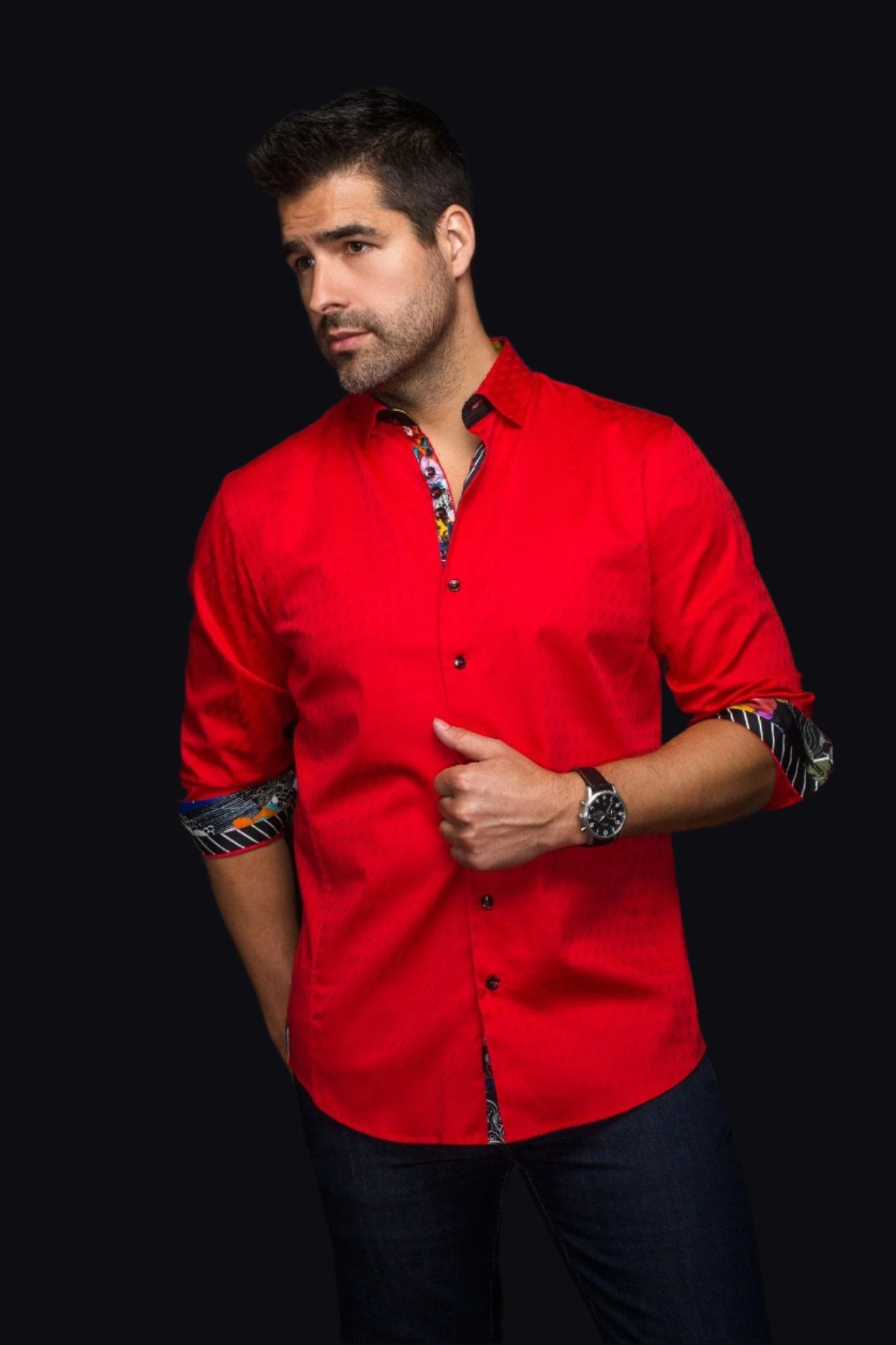 CHEMISE | WOLVERIN JACQUARD, Red - AU NOIR
