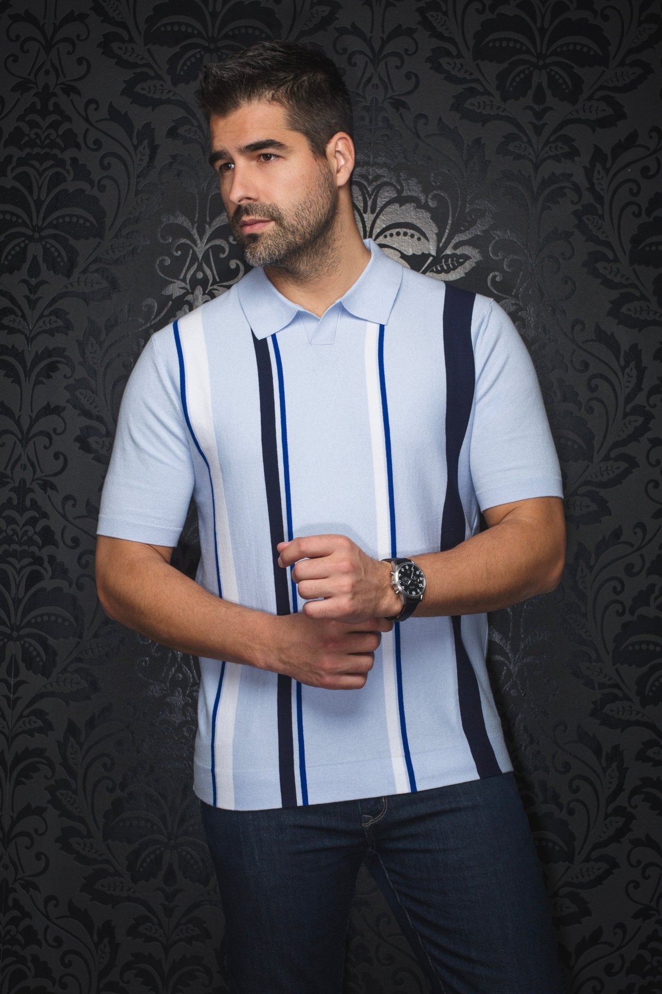 POLO LAINE DE MÉRINOS | AVERY, Light Blue - AU NOIR